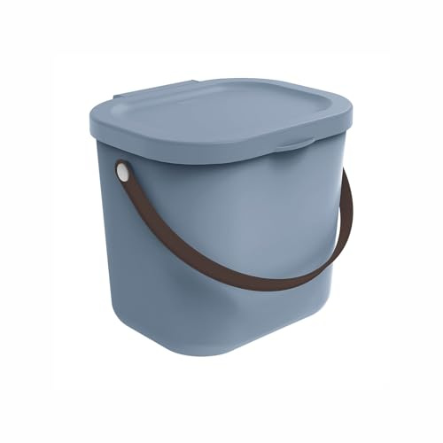 Rotho Babydesign Yuma, Mini Diaper Pail – Diaper Container Made from Recycled Plastic, hygienic & Environmentally Friendly – with lid & Carrying Handle, Blue, 6 liters