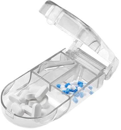 Cortador divisor de pastillas, cortador de pastillas con almacenamiento,Divisor de tableta de viaje portátil | Trituradora de tabletas fácil de usar, divisor de pastillas resistente al desgaste para l