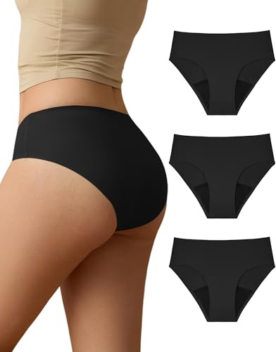 SHARICCA Ropa interior de período, sangrado fuerte, 40 ml, capacidad de absorción, períodos, ropa interior, transpirable, a prueba de fugas, menstruación, calzoncillos para mujer, Negro , XL