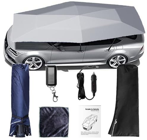 VNATWGOO 4.2m 4.8m 5.2m Electric Universal Carport Sunshade, Fully Automatic Car Roof Umbrella, Foldable Roof Tent, for Sedan SUV MPV,Gray-4.8m