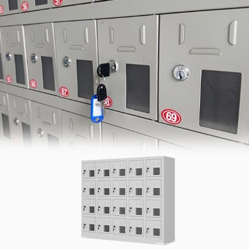 Stort mobilskåp i stål – robust förvaringsorganisatör med 20 fack för omklädningsrum, polisstationer och kontor – hållbar mobiltelefonlåsbox