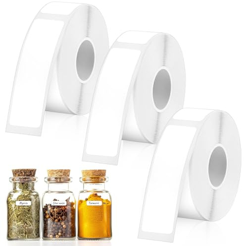 Healife Etiketten Weiß für Phomemo D30/D32/D35/Q30/Q30S/Q31, 12 x 40 mm, 3 Rollen Thermopapier, 160 Etiketten pro Rolle