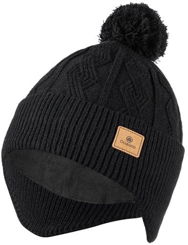 Ocatoma Wintermütze,Warmem Fleece Gefüttert Strickmütze mit Ohrklappen | Weich Stretchy Mütze Außenbereich Beanie Geschenke für Männer Frauen