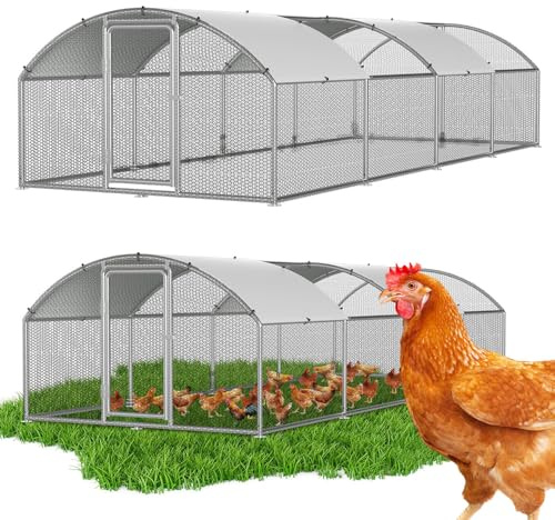 Jaxguom hönshus utomhuskapsling 3 x 8 x 2 m utomhushage, kycklingbur, smådjurshall, voljärer med takpresenning, inhägnad för kycklingar fjäderfä, små djur, bågfäste