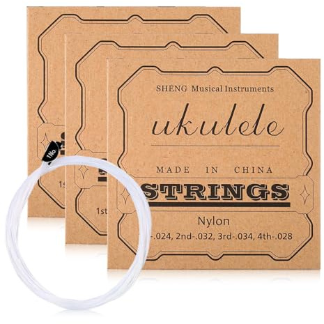 HABNI 3 Cuerdas de Nylon para Ukelele Juego de 4 Cuerdas, Nuevo Nylgut, Cuerdas de Nylon para Ukelele de Concierto/Soprano, Blanco
