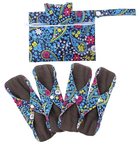 TOPPERFUN 6 Pezzi Assorbenti Igienici Lavabili in Bambù con Borsa Portatile Traspiranti e Assorbenti per Donna Riutilizzabili e Facili da Trasportare per Uso Quotidiano e Sport