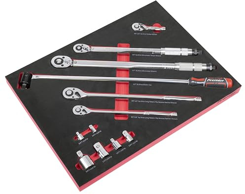Sealey Premier 3/8Sq & 1/2Sq Drive Ratchet, Torque Wrench, Breaker Bar & Socket Adaptor Set with Tool Tray 12pc - TBT45