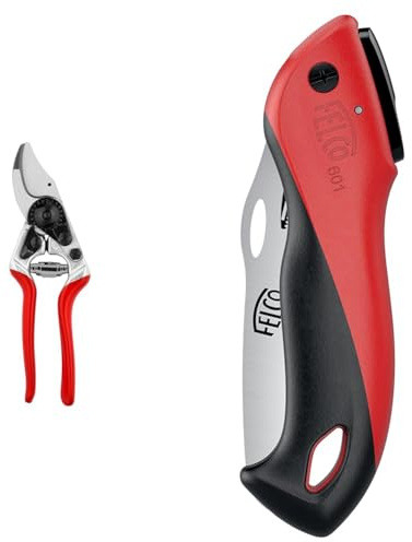 FELCO 14 Kompakte Profi-Gartenschere Bypass 18 mm für kleine Hände mit Klappsäge FELCO 601 mit gerader Klinge 120 mm für präzise Schneidarbeiten