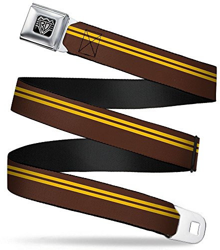Buckle-Down Sicherheitsgurt – Rennstreifen braun/gold – 2,5 cm breit – 50,8 cm lang - - 4 cm Breit-81/132 cm Länge