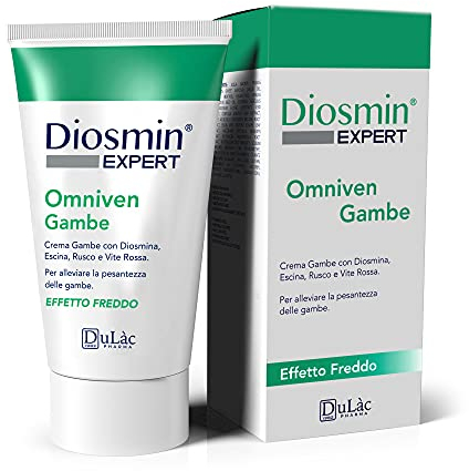 DuLàc, Diosmin Expert Omniven Efecto Frío para Piernas, Crema para las Piernas con Diosmina, Escina, Retama Negra, Vid Roja, Ideal para Aliviar las Piernas Pesadas, 150 ml, Made in Italy