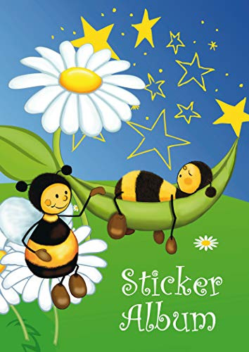 HERMA 15420 Stickeralbum leer zum Sammeln A5 Bienen Wiese, beschichtetes Stickerbuch aus Silikonpapier zum Ablösen und Wiederverwenden der Sticker, blanko Sammelalbum für Mädchen Jungen Kinder