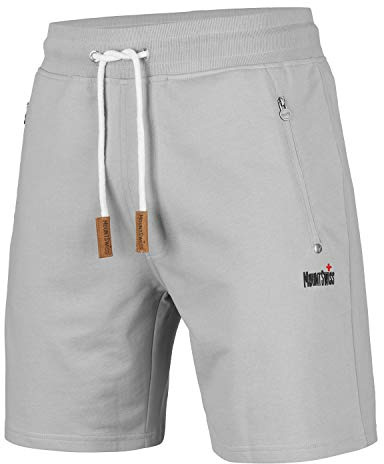 Mount Swiss Liam Shorts, herr, korta fritidsbyxor, med fickor, 2 sido- och 1 bakficka, vardera med dragkedja, sportshorts för män i klassiska färger, GRÅ, S
