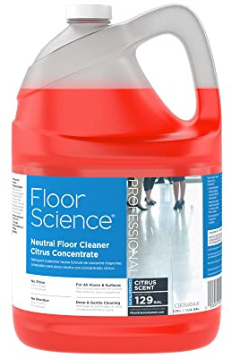 Diversey Floor Science CBD540441 Professional Neutral Floor Cleaner, Deep & Gentle Cleaning with No Residue or Rinse Required, Citrus Scent, Concentrate, 1-Gallon