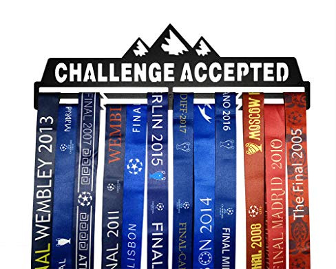 Qktxktzy Full Health Sporting Medaillen Aufhänger Schwarz Super Hart Stahl Metall Medaillenhalter Laufen,Wandmontage Medaille Kleiderbügel für Challenge Accepted Laufsport