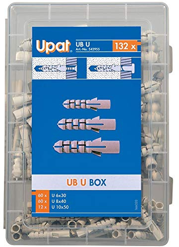 Upat Dübelset UB U: Die Dübelbox (132x Spreizdübel) für die richtige Dübelauswahl bei Vollbaustoffen.