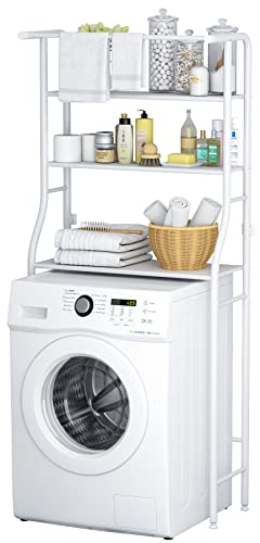 MOYIPIN 3-stöckiges Trommelwaschmaschinen-Aufbewahrungsregal, platzsparend, Badezimmeraufbewahrung über der Toilette, multifunktional, robust, zum Aufhängen