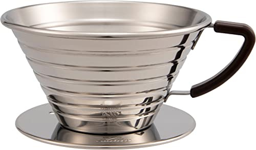 Carita Kalita Stainless Steel Coffee Dripper Wave Series - 2-4 People, 185S, Made in Japan, For 2-4 Cups