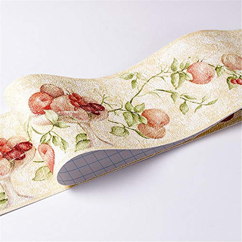 GouieRylin Greche Adesivo Per Pareti Bordo Decorazione Autoadesiva Rimovibile Per Cucina Bagno Piastrelle Adesivo Per Pareti Autoadesiva Frutta verde 10.6cm X 500CM