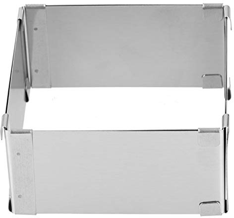 BORDSTRACT Square Adjustable Cake Mould, Stainless Steel Rectangle Cake Tin Cutter Baking Frame for Mousse Tiramisu (Small (10~18cm))