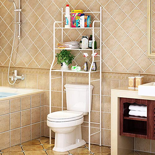 HUOLE Badezimmerregal, Aufbewahrungsmöbel über der Toilette mit 3 Regalen, WC-Regal, Aufbewahrungsregal für Badezimmer mit 3 Regalen (165 x 55 x 26 cm, weiß)