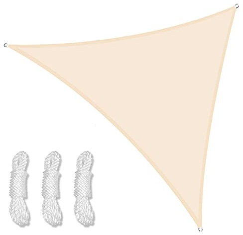 PRELGOSP Voile Dombrage Triangulaire, étanche Voiles D'Ombrage pour Patio, Toile Auvent Triangle pour Jardin Terrasse Balcon, Bloque 90% Rayons UV (4x4x4m,Beige)