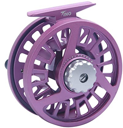 Maximumcatch Tino Fliegenrolle Lila/Schwarz in 3/4, 5/6, 7/8wt, und Fliegenfischen Rolle mit Schnüre (Lila, 3-4 WT)