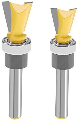 YINETTECH 2pcs Fraises à Queue d'aronde 1/4 pouce Queue d'aronde Joint Routeur avec Roulement Outils de Fraise à Bois pour Contreplaqués Feuillus Résineux MDF