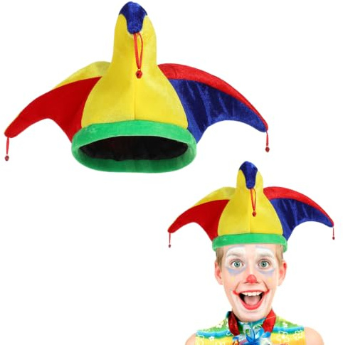 COHEALI 2 StüCk Clownhut Mit Glocken FüR Partys Und Cosplay | Mit Glocken Dekoriert, Einfach Zu Tragen, FüR Partys Und Cosplay,Regenbogen-Narrenkappe Mit Glocke