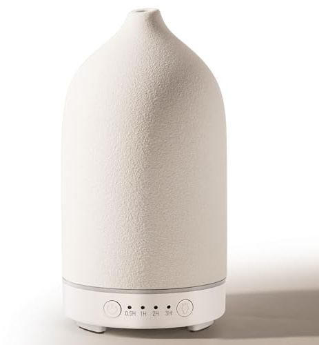 Diffuserlove Ceramic Diffuser 160ML Essential Oil Diffusers for Home Room Air Humidifier Cool Mist Electric Diffuser for Bedroom White(Size:6.8H x 3.6W)