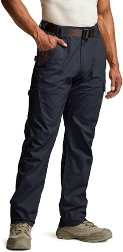 CQR Men's Quick Dry Work Pants, Water Resistant Outdoor Tactical Pants, Lightweight Stretch Cargo Hiking Pants, Dura Flex Pants Operator Navy, 44W x 32L