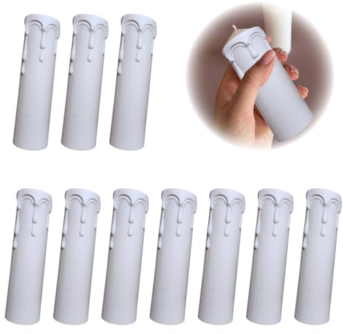 Bougies Lustre Tubes, Lustre Bougies Couvre, Couvercle de Bougie Manchon, Anti-Goutte Manchon, Douille de Bougie en Plastique, Fourreau de Bougie, pour Remplacer Lustres Appliques, 10 Pièces