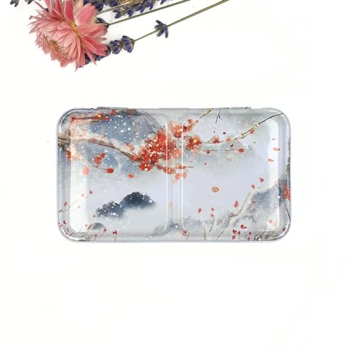 My Rock Way Palette de Peinture Winter Plum Vide en métal pour Aquarelle capacité pour 12 Demi-Godets ou 6 Godets avec Palette de mélange Fond Plat. Petite, Format de Voyage, Plaisir à Offrir