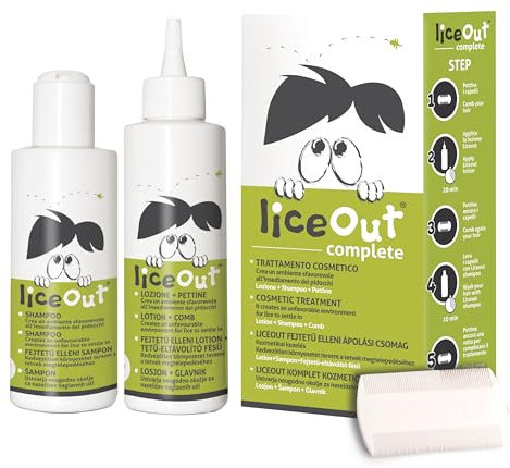 LiceOut Shampoing Anti Poux + Lotion Anti Poux + Peigne Anti Poux Enfants. 125 ml + 125 ml. Élimination Naturelle et Prévention des Poux