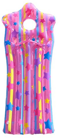 Uppblåsbar pool-flytstol för barn med nackstöd, uppblåsbar madrass, flytande poolstol, flytande luftsäng, pool, flytande pool, flytande vattenhängmatta, poolstol för pool sjö strand (rosa)