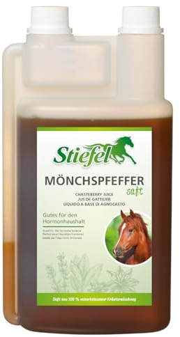 Stiefel Mönchspfeffersaft für Pferde aus Einer 100% naturbelassenen Kräutermischung, zur ernährungsphysiologischen Unterstützung in besonderen Lebensphasen, Dosierflasche 1l