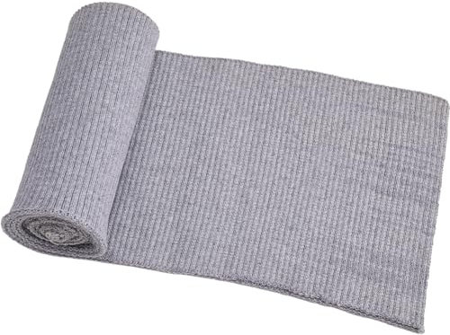 GORGECRAFT Tejido de Punto Acanalado Pretina Cuello Escote Puños Material Suministros de Costura Recorte Acanalado Hecho A Mano para Puños de Manga Chaqueta Escote Borde Prendas Gris 37.4x5.7 Pulgada