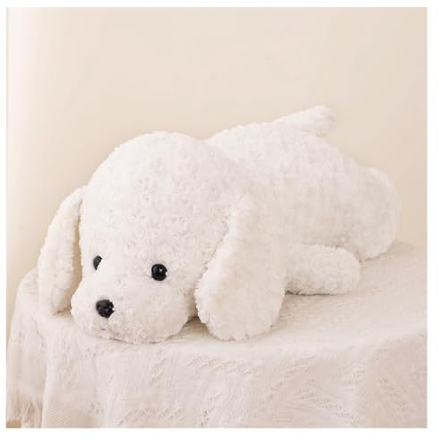 TOPLITHE Großer Teddy Hund Aus Plüsch, Beschwerter Welpe Kuscheltier Weiches Kuschelkissen Geschenk for Kinder Jungen Mädchen Geburtstag Heimdekoration(White,68CM/26IN)
