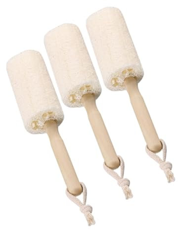 SHOWERORO Luffa-reinigungsbürsten 3er-pack Weiche Und Bequeme Bürste Mit Holzgriff Für Küche Tasse Topf Pfanne