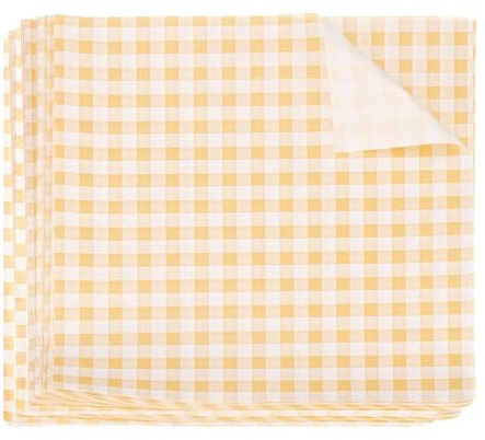 QUARKZMAN 200 st ark vaxpapper rutor 7,09 tum x 7,09 tum oljekudde, papper förpackning för torrfoder, bakpapper, picknickkorg, bröd, hamburgare, kök, gul