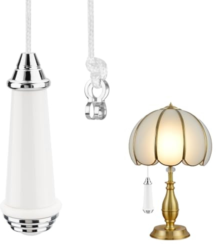 Leikedun Ceramic Light Pull Cord Switch with 100cm Extension Cord | Ceramic Pull Cord Handle for bathroom Toilet Light, Ceiling Light, Fan Switch, Easy to install