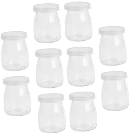 TOPBATHY 10 Pièces tasse de pouding au lait pots de confiture transparents coupelles bocaux avec bocaux confiture pot à confiture bouteille verre coupes à dessert pots de pudding Un verre