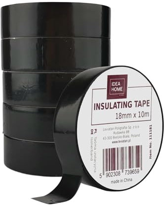IDEA HOME 6 Nastro Isolante Nero 18 mm x 10 m in PVC per Riparazioni di Cavi Elettrici, Altamente Flessibili con Forte Forza Adesiva, Resistente agli Agenti Chimici