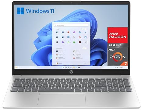 HP 15-fc0152ns - Ordenador portátil de 15.6 FHD (AMD Ryzen 7-7730U, 16 GB RAM, 512GB SSD, AMD Radeon Graphics, Windows 11) Plata - Teclado QWERTY Español