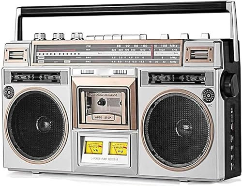 Boombox Boombox Lecteur de cassettes CD Style années 80 Bluetooth rétro avec radio FM et DAB +, enregistrement USB, enregistreur cassette pour réunions de famille et voyage