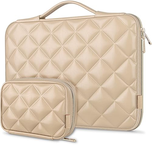 ROEPHY 15.6 16 Inch Laptop Sleeve Case with Accessories Pouch, Waterproof Shockproof Laptop Bag for 16 Inch Dell/HP Pavilion Envy/Lenovo ThinkPad IdeaPad/ASUS Vivobook, Beige