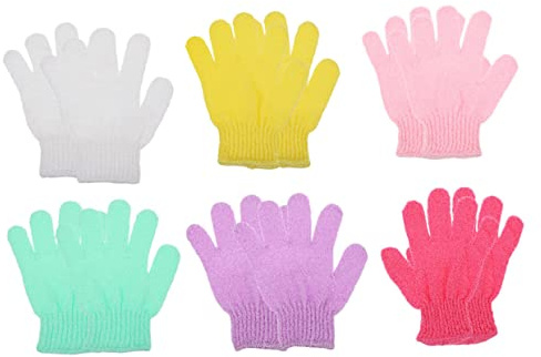 Beavorty Guanti Esfolianti da Doccia e Bagno 12 Pezzi Doppia Superficie per Scrub Corpo e Massaggio Pelle Liscia e Pulita Colore Casuale