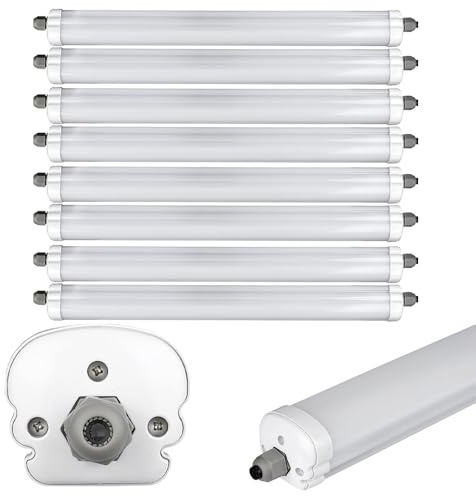 V-TAC LED Feuchtraumleuchte 120cm Kellerleuchte Deckenlampe Wannenleuchte, 2880lm Kaltweiß 6400K IP65 Feucht- und Nassraum geeignet, 8er Set
