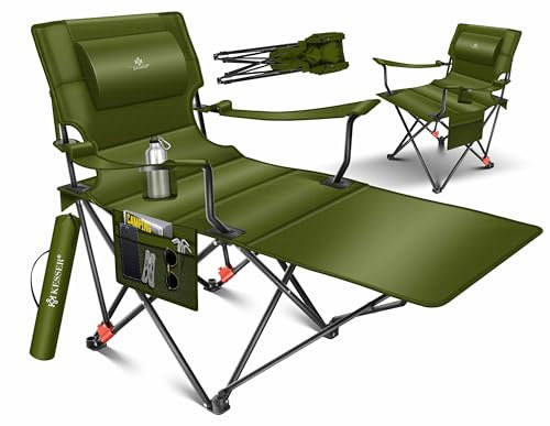 KESSER® Campingliege Campingstuhl 2in1 bis 160kg | Feldbett klappbar | Campingbett faltbar extra breit | Campinglicht & Getränkehalter + Aufbewahrungstasche & Transporttasche | Angelliege verstellbar