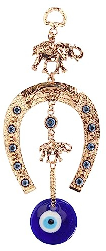 Decorazione Da Parete Occhio Diabolico, Amuleto Dell'occhio Diabolico Con Occhio Maligno Con Ferro Di Cavallo Dorato A Forma Di Elefante Decorazione Per La Stanza Per La Protezione Della Casa