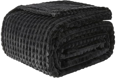 EMME Kuscheldecke 150x200 Fleece Weich Warm Flauschig Schwarz Tagesdecke | OEKO-TEX Zertifiziert Mit 3D-Touch-Erlebnis Als Überwurfdecke Couchdecke Sofadecke Wohndecke Für Erwachsene Ganzjährig